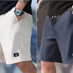 fashionmania Pack of 2 Solid Men White, Grey Night Shorts, Regular Shorts, Gym Shorts, Running Shorts, Casual Shorts-picture-23