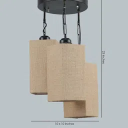 devansh Square Jute Triple Pendants Ceiling Lamp image 3