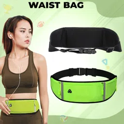 KRAPTICK Running Waist Belt with 3 Pockets | Adjustable, Waterproof & Sweatproof Jogging Belt, Sports Waist Pouch for Phone, Keys & Money image 2