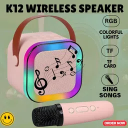 FRONY K12 (PORTABLE BLUETOOTH SPEAKER) with Karaoke Mic & RGB Light, 6Hrs PlaytimeL420 10 W Bluetooth Laptop/Desktop Speaker image 1