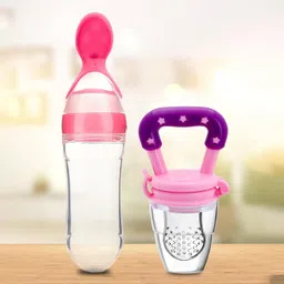 muphin trading company BABY COMBO SET OF-6[TEETHER,FEEDER,STEEL BOTTLE,BIB,FINGER BRUSH] Teether and Feeder image 3