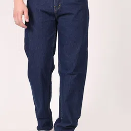 meixn Men Loose Fit Mid Rise Dark Blue Jeans image 1