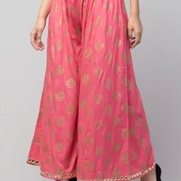 fambee Women Flared Pink Viscose Rayon Trousers image 5