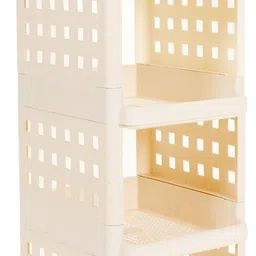 leopax 5 Tier Stackable Shelf Utility Rolling Stand Rack | Storage Organizer Rack | Plastic Kitchen Trolley-picture-13