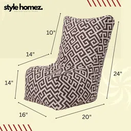 style homez Large CANVAS CLASSIC CHAIR, Cotton Geometric Printed Bean Bag Chair With Bean Filling image 3