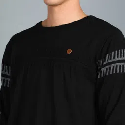 raymond Men Self Design Crew Neck Black Sweater image 5