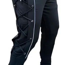 el jogers Men Solid Black Track Pants image 1