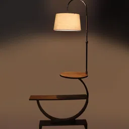 sapphire Contemporary White Iron Shade Shelf Floor Lamp With Wood Base image 4