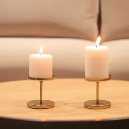 alnoor handicrafts Rust Proof Brass Candle Holder for Home and Birthday Decoration Iron 0 - Cup Tealight Holder Set image 2