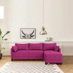 trevi furniture Duke Fabric LHS Sectional Sofa(3 + Lounger) In Mulberry Colour-picture-21
