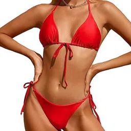 dream of style Bathing suit Striped Women Bikini Red Swimsuit-picture-17