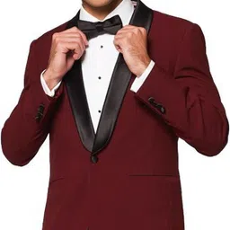 humjoli Men Solid Tuxedo Style Casual Blazer image 1