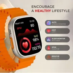 TECHIO T800 Smart watch Network supported S6 Smartwatch (Orange Strap, Free Size) Smartwatch image 4