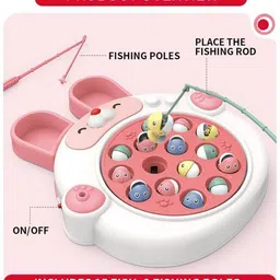 joyhub Rabbit Face Rotating Fish Pond Musical Fishing Game Toy image 5