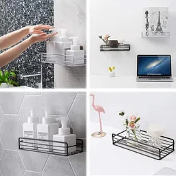 dhvyant mart Multipurpose Wall Mount Metal Bathroom Shelf and Rack For Home & Kitchen Iron Wall Shelf image 5