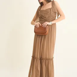 aayu Women Layered Brown Maxi/Full Length Dress image 4
