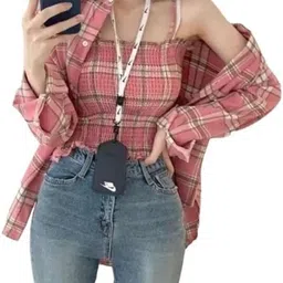 vashenterpris Women Regular Fit Checkered Spread Collar Casual Shirt image 4