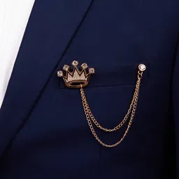 To The Nines Crown Design with Golden Chain Brooch Brooch image 1
