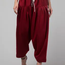 al-hudooms Wool Blend Solid Women ["Maroon"] Salwar-picture-16