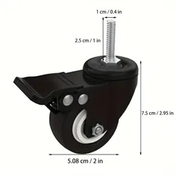 queed 2.5" Casters with Brake Lock Rubber Furniture Caster image 2