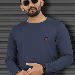 vebnor Men Solid Round Neck Polyester Grey T-Shirt image 1