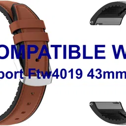 ACM WSM33U22BRGY1068 Pack of 2 Watch Strap Leather Silicone 22mm for Fossil Sport Ftw4019 43mm Smartwatch (Brown/Grey) Smart Watch Strap-picture-14