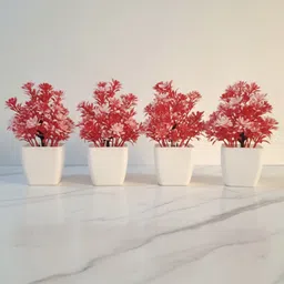 hokira Pack of 4 Artificial Red Flowers with White Pot for Home, Office & Table Decor, Wild Artificial Plant with Pot image 3