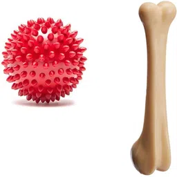 paaltu Furbies Toy Combo (Spike Ball+Nylon Bone medium Size) Nylon, Rubber Ball, Bone For Dog-picture-27