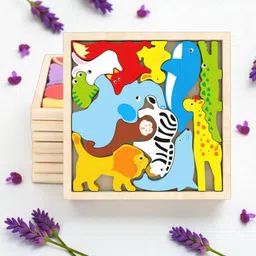 vhd Multicolor Wooden Animal Puzzle – Fun & Educational Toy for Kids W100-picture-26