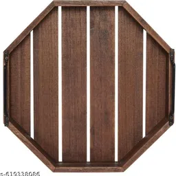 hrb handicrafts Wood Serving Tray with Metal Handle for Coffee Table Farmhouse Rustic Décor Tray Serving Set image 4