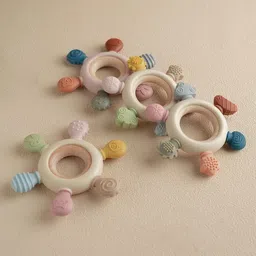 ardaki Wooden Teether for Babies Silicone Rudder Teething Toy with Soothe Wooden Ring Soother image 2