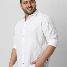 urbano plus Men Regular Fit Self Design Spread Collar Casual Shirt image 2