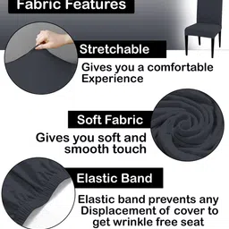 hotkei Grey Polycotton Solid 14x18 Inches Chair Covers (Pack of 6) image 2