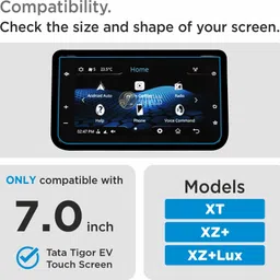 spartan shield Screen Guard for TATA TIGOR EV [2022-2025] XT, XZ+ & XZ+LUX Models || 7 INCH INFOTAINMENT Protector || Anti Scratch | Water Resistant | TigorEV Car Digital Display Accessories [Not Tempered Glass] image 2