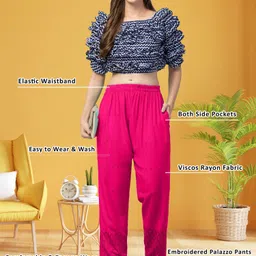 Women Relaxed Pink Viscose Rayon Trousers-image-44