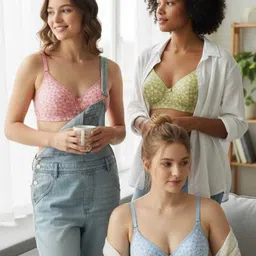 designerbra Pack of 3 Women Everyday Non Padded Bra image 2