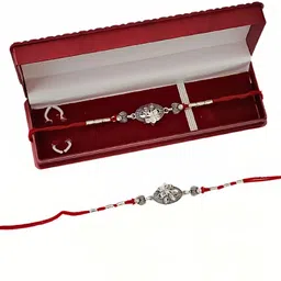 relbees Thread RRR1130928.59115 Silver Rakhi Set-picture-27