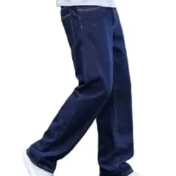 comfits Men's Regular Fit Dark Blue Baggy Denim Jeans, Loose Straight Leg, Casual Wear image 3