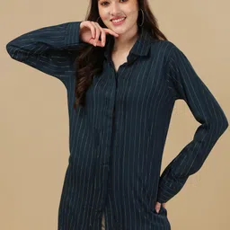 gufrina Women Regular Fit Striped Wingtip Collar Casual Shirt-picture-35