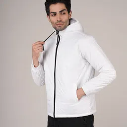 vzoxot Men Solid Bomber Jacket image 3