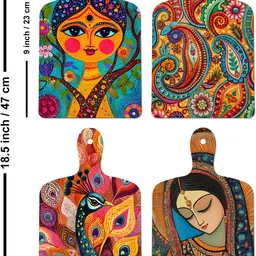 artvibes Pichwai Art Wall Hanging Home Decorative Wall Art for Living room (WH_5636N) Pack of 4 image 5