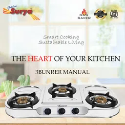golden surya ISI Certified PNG 3 Burner Gas Stove | High-Efficiency Brass Burners | PNG Use" Stainless Steel Manual Gas Stove-picture-14