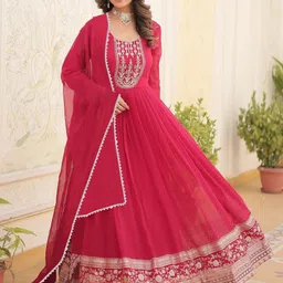 houseofcommon Embroidered Georgette Stitched Flared/A-line Gown image 3