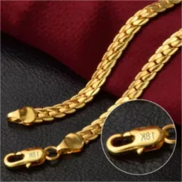 Litchi Gold Plated Men's/Women's Chain with Lobster Clasp, 22 inches Stainless Steel Chain image 1