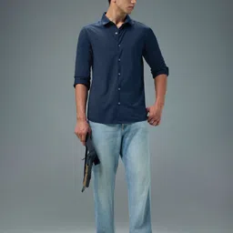 technosport Men Slim Fit Solid Spread Collar Casual Shirt image 4