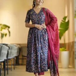 saabhi Women Cotton Rayon Kurta Palazzo Dupatta Set image 3