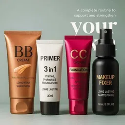 emrika Makeup Base Kit – BB Cream, CC Cream Foundation, 3-in-1 Primer & Makeup Fixer image 1