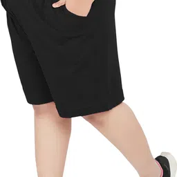 Solid Women Black Casual Shorts-image-21