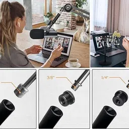 MILLETS Microphone Extension Rods, 4pcs 5/8" Female to 5/8" Male Mic Flash Shoe Adapter image 2