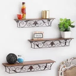 decorhand Iron, Wooden Wall Shelf image 4